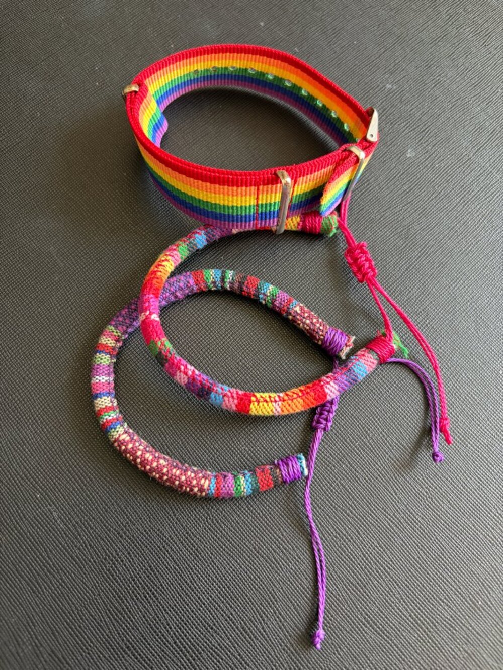 Lot of 3 Colorful Adjustable Woven Bracelets - Boho & Rainbow
